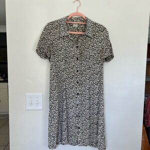 Vintage Black and White Floral Dress